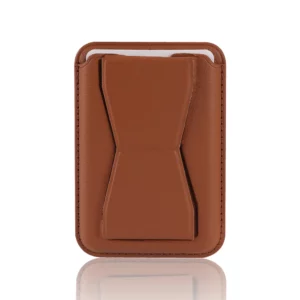 Magnetic Card Holder and Phone Stand Brown